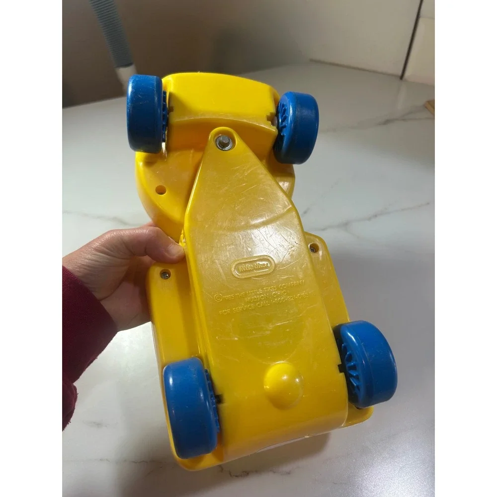 Vintage 1985 Little Tikes Yellow Flatbed Truck with Driver Figure Primary Colors